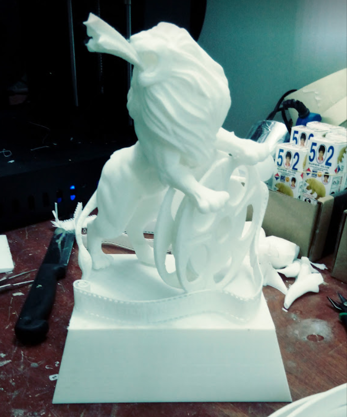 in 3D sư tử bằng nhựa PLA màu trắng