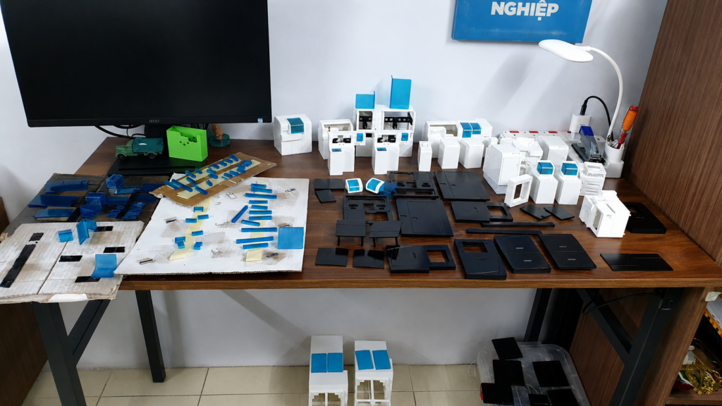 in 3d mô hình sa bàn máy roche, lab xét nghiệm mô hình 3d