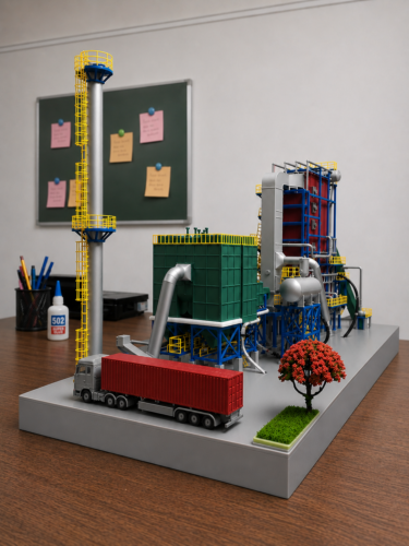 Làm mô hình 3D sa bàn nhà máy, in 3d lò hơi, làm nhà xưởng 3d, mô hình nhà máy cơ khí